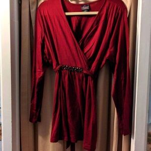 Motherhood maternity XL top soft tie back holiday Christmas red worn 1 pregnancy